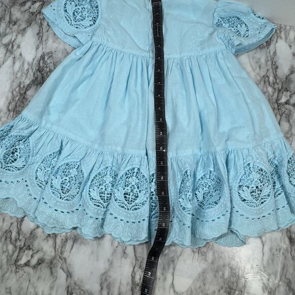 Jose Varon Toddler Dress Size 2 Blue Eyelet Lace 2T Layered Ruffles - Picture 7 of 8